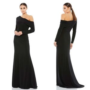 NWT Mac Duggal 26595 Drop Shoulder Long Sleeve Column Gown